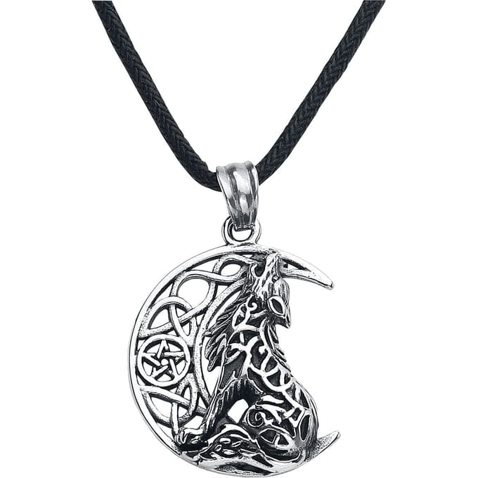 etNox - Gothic Halsketting - Howling Wolf - voor Vrouwen - zilverkleurig