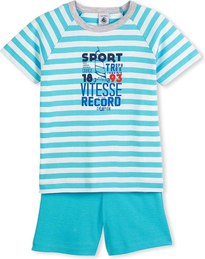 Petit Bateau Jongens Pyjamaset - blauw maya/wit ecume - Maat 6 jaar