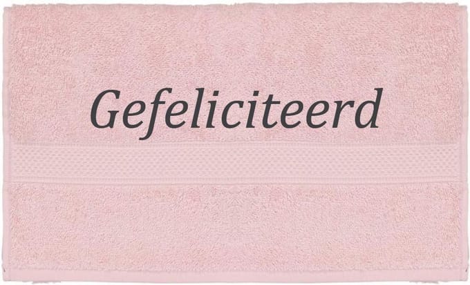 Handdoek - Gefeliciteerd - 100x50cm - Roze