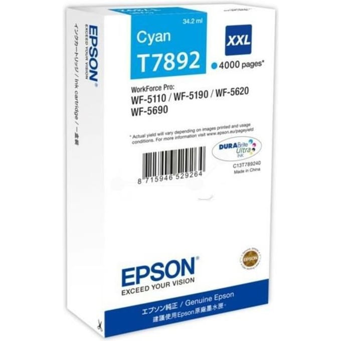 Epson T7892 inktcartridge cyaan extra hoge capaciteit (origineel)