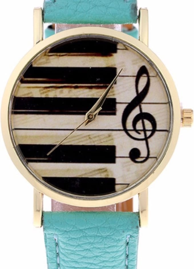 Hidzo Horloge Piano - Ø 37 mm - Turqoise - Kunststof - In Horlogedoosje