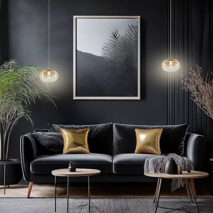 VASO 1 Amberkleurige hanglamp - Stijlvol glas en metaal, 4W LED