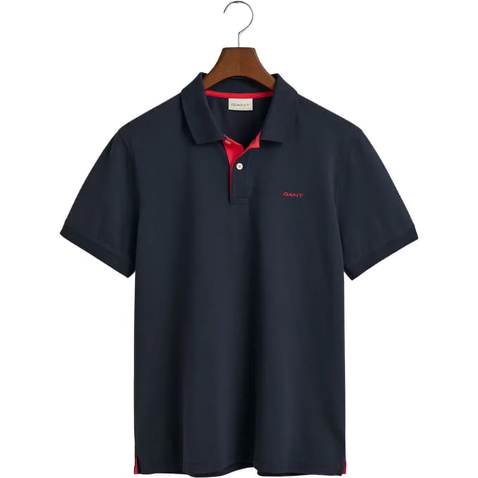 Gant Polo Contrast Piqué Short Sleeve Subtle Stretch Avond Blauw / male