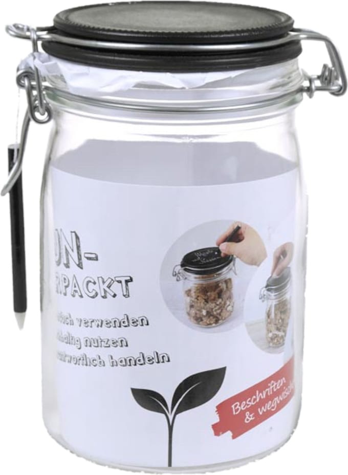 Weckpot, Beugelpot Met Krijtborddeksel + Krijtpotlood - 1000ml