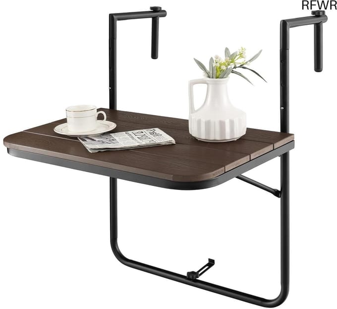 RFWR® Inklapbare Hangtafel voor Balkon - 3 Hoogte-instellingen en Weerbestendig