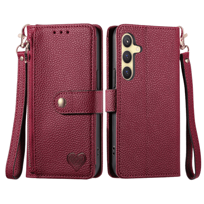 Mocaa Samsung Galaxy S24 Love Heart Wallet Hoesje Rood