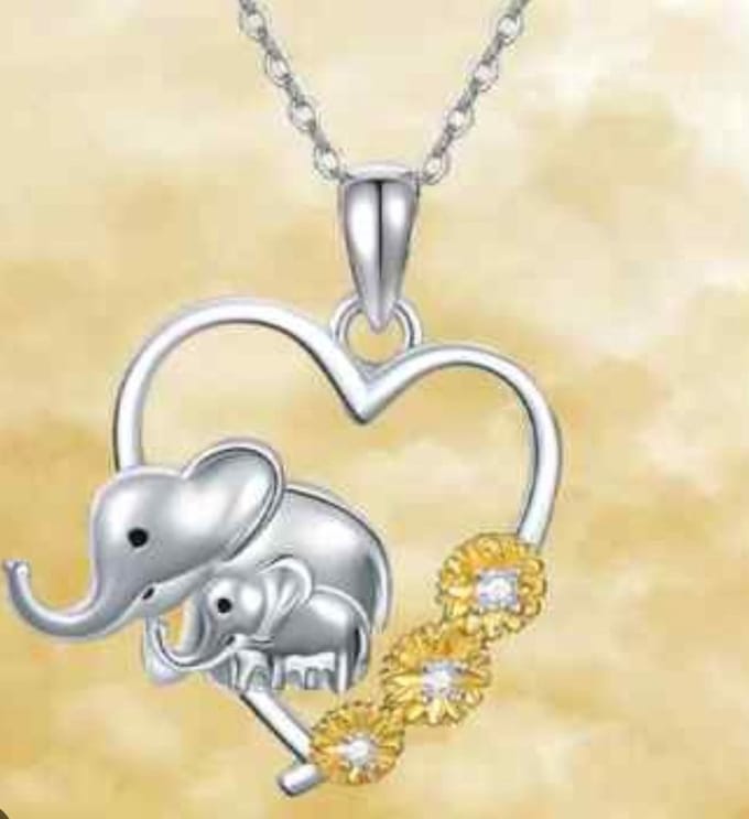 Ketting met moeder en baby olifant | Olifant | Moeder en Kind | Hart | Valentijn