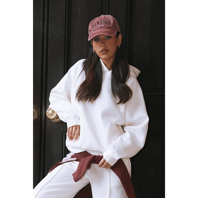 boohoo Dames Raglan Naad Oversized Hoodie | Ecru | Maat: Large