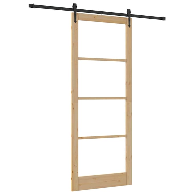 vidaXL - Schuifdeur - ORKDAL - 93 - x - 232 - cm - Massief - grenenhout - en - glas