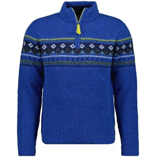 Ragman Trui Stand Up Zip Collar Norwegian Style Pattern Midnight Blue / male