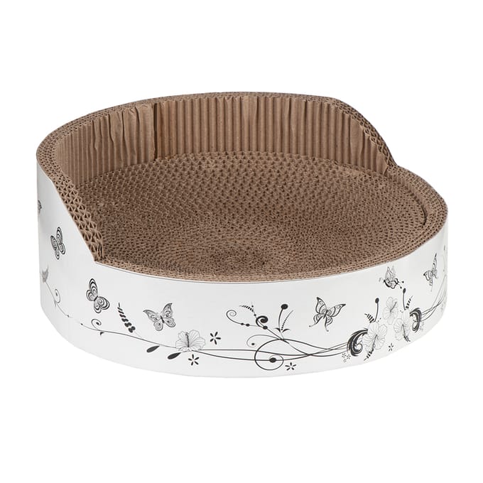 - Wit met vlinderopdruk - Kattenmand en Krabmeubel Relax