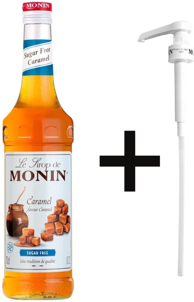 Monin Caramel Suikervrij Koffiesiroop 70cl Met Pompje