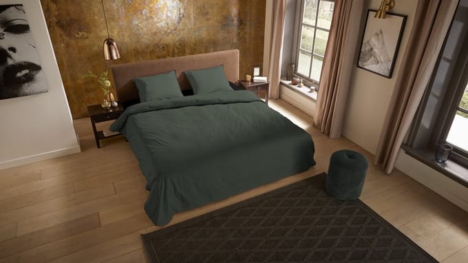 Pure dekbedovertrek effen kleur - 1 persoons 140x200/220 cm - Olijfgroen - Microvezel