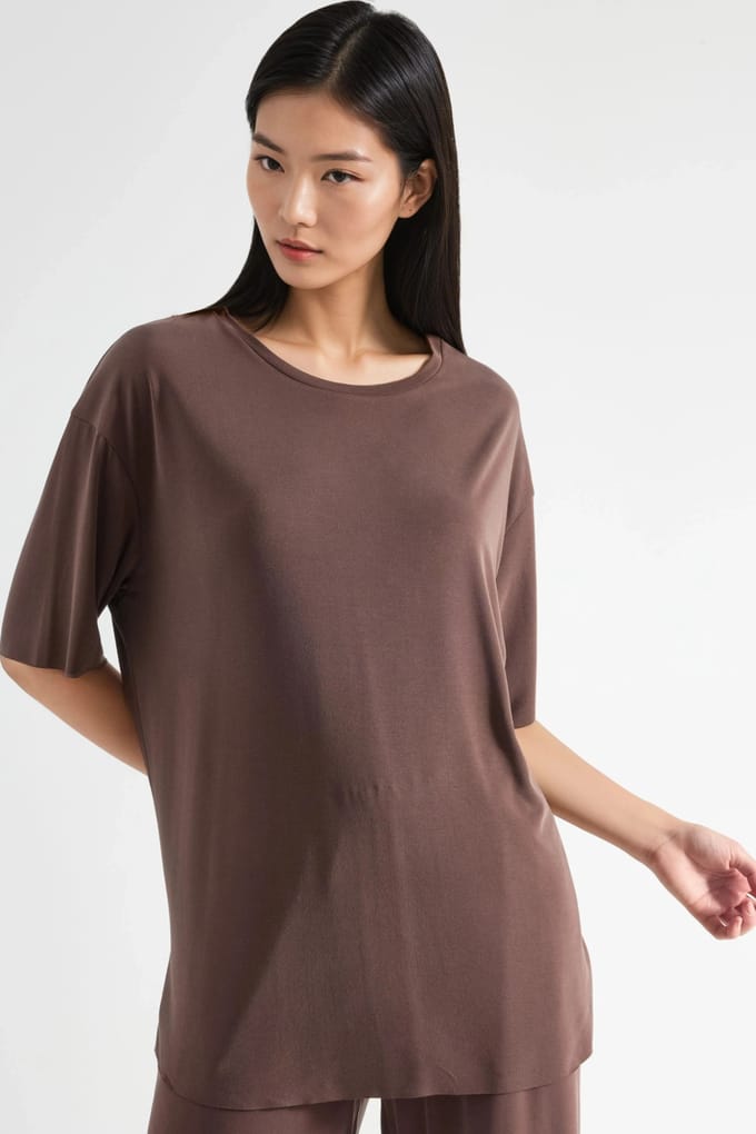 Ontspannen Pasvorm Crew Neck Gebreid T-Shirt