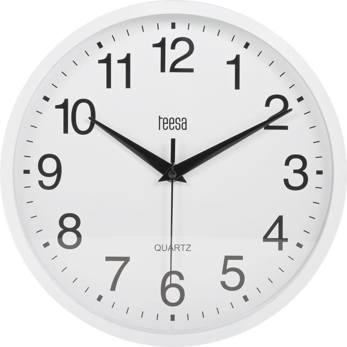 Teesa TSA0037 - Wandklok - 25 cm - wit