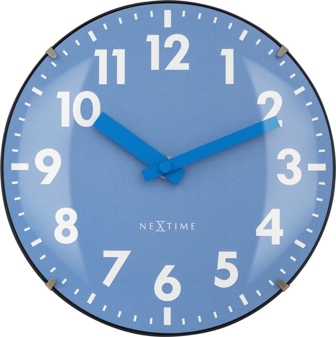NeXtime Duomo Mini – Tafel/Wandklok – 20 cm – Koepelvormig Glas – Blauw – Stil