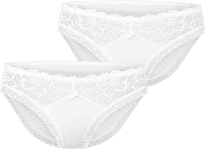 Merry Style Dames Slip Onderbroek - Katoen - Regular Taille - 2-Pack - MS-GAB-92-Hipsters-2P - Wit (2Pack) - M