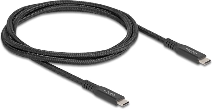 Delock USB 20 Gbps Cable USB Type-C™ male to male PD 3.0 100 W E-Marker 1 m black metal
