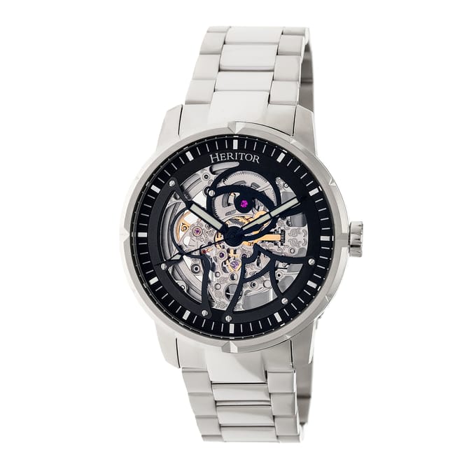 Heritor Automatic Ryder Skeleton Dial Armbandhorloge - Zilver/Zwart