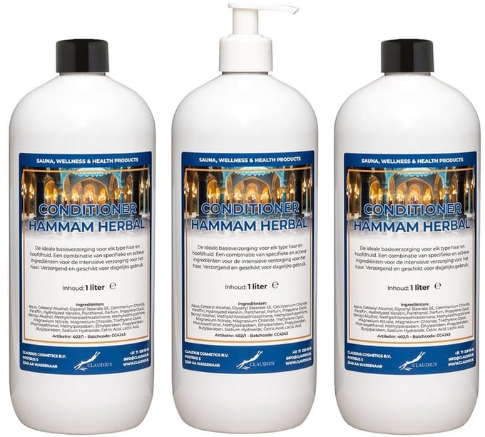 Hairconditioner Hammam Herbal 1 liter met witte pomp - set van 3 stuks