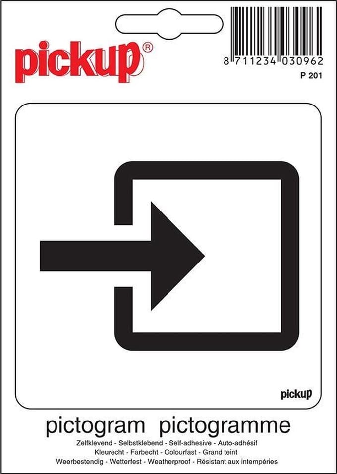 Pickup Pictogram 10x10 cm - Normale ingang zwart wit