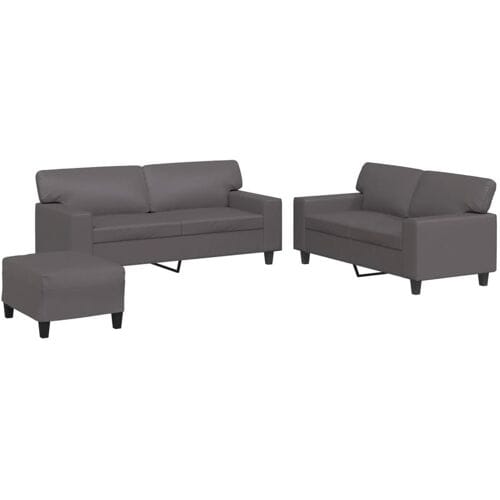 vidaXL - 3-delige - Loungeset - kunstleer - grijs