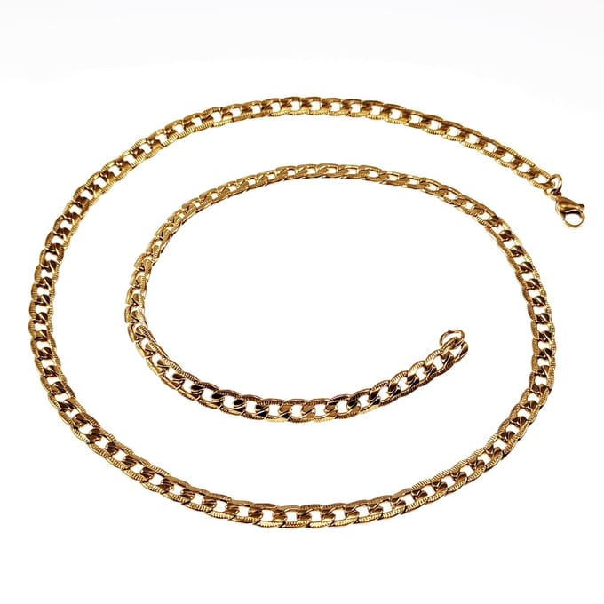 55cm, 5mm Gedetailleerde Ketting Heren - Verguld RVS - Cubaanse Schakelketting