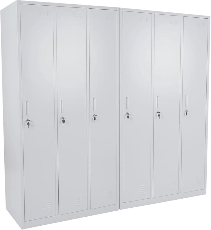 Locker Boston T829, afstortkluisje Lockerkast, metaal 6 vakken ~ grijs