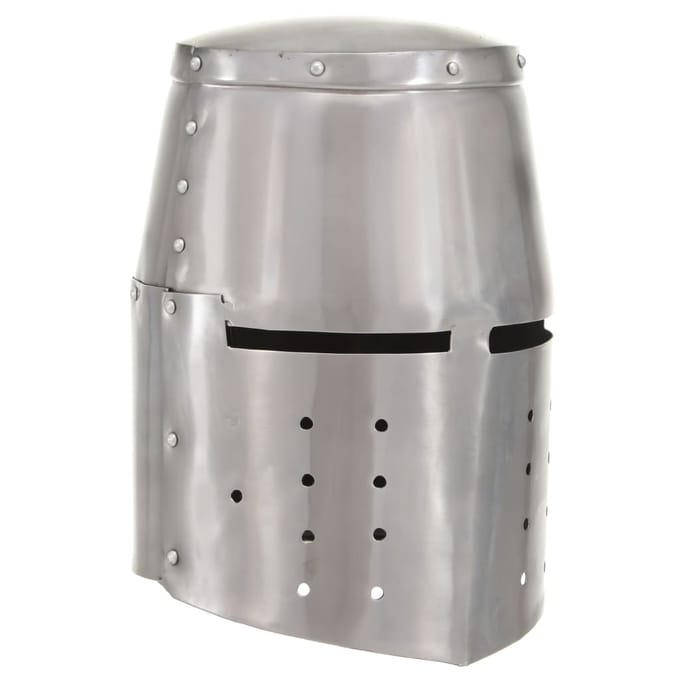 Casque de Chevalier Médiéval Réplique Antique LARP Acier Argenté