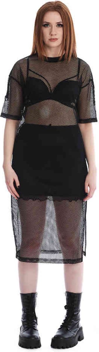 Banned - Wanda Fishnet Lange jurk - S - Zwart