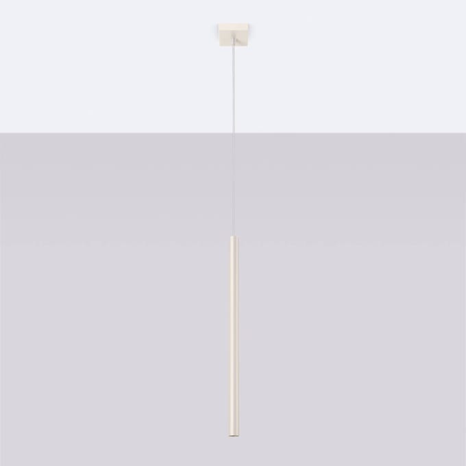 Hanglamp PASTELO 1 met slanke buisvormige kap - Sollux Lighting - IP20 - Beige staal behuizing - 8 x 8 x 114 cm - 1 x G9 LED, exclusief lichtbron - Max. 8 W - Moderne hanglamp voor hal, gang en keuken