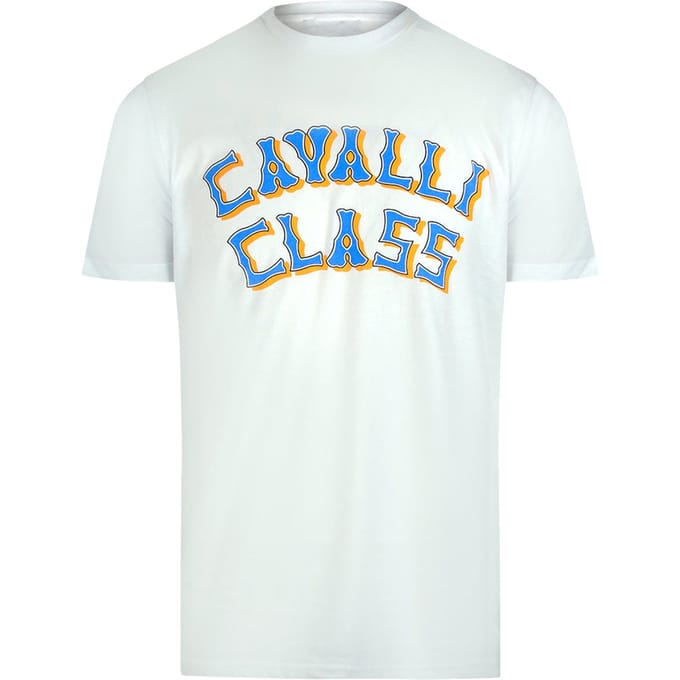 Cavalli Class Gelaagd Logo Off-white T-shirt