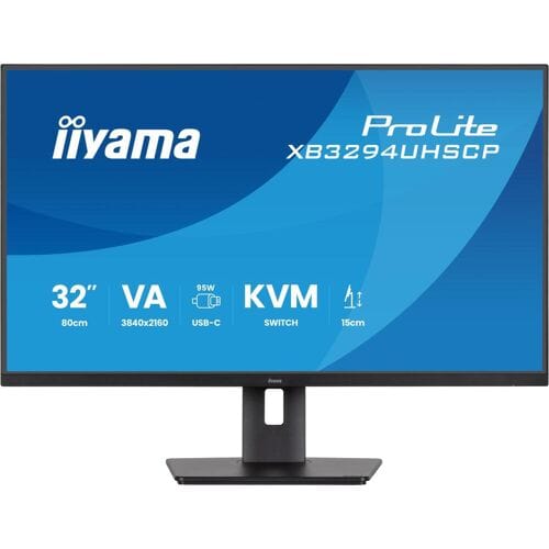 iiyama ProLite XB3294UHSCP-B1 - 32 inch - 4K - VA - USB-Hub (4x) - Verstelbaar - USB-C - KVM-switch