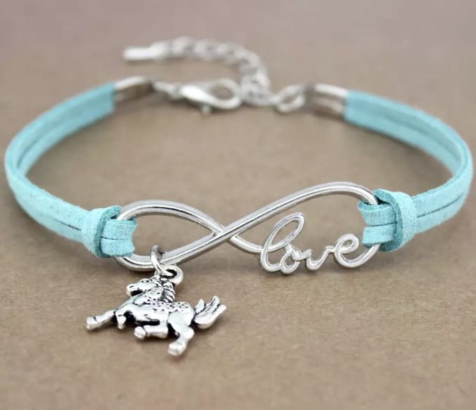 12Getit Armbandje turquoise met paarden hangertje