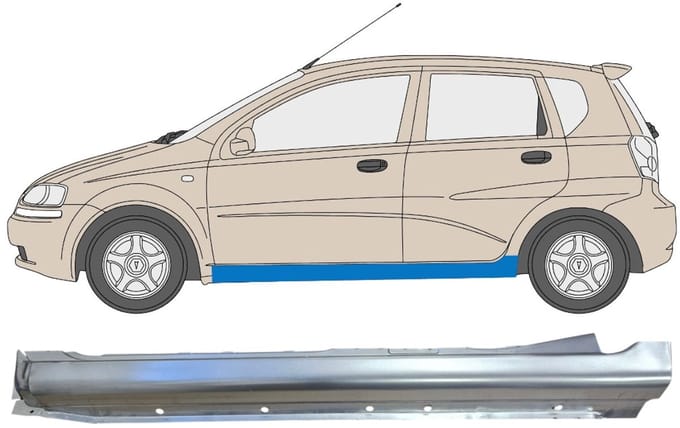 Volledige dorpel voor Chevrolet Aveo 2003-2006 / Links / HATCHBACK