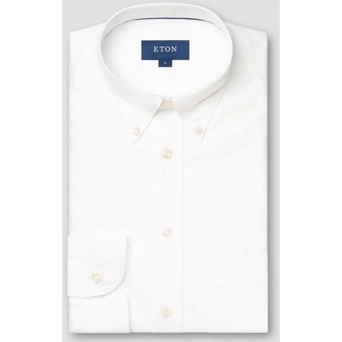 Eton Overhemd Solid Color Subtle Texture Royal Oxford Button Down Wit / male
