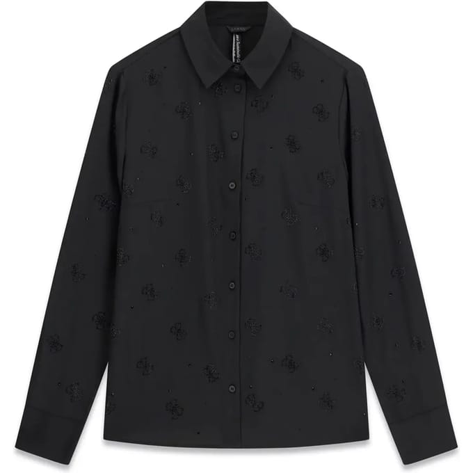 Guess Ls Flore Logo Hotfix Shirt - Streetwear - Vrouwen