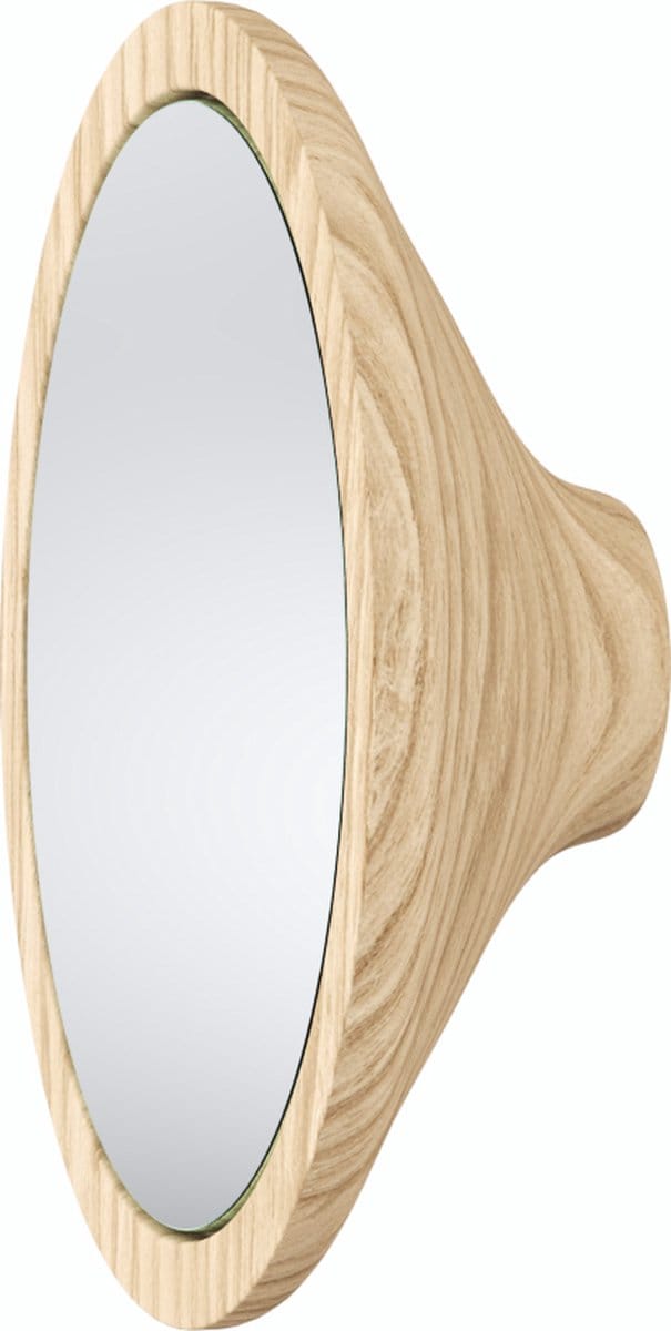 Wand Kapstok Met Spiegel, Maat S, Afmeting: D10xH10 cm, Naturel