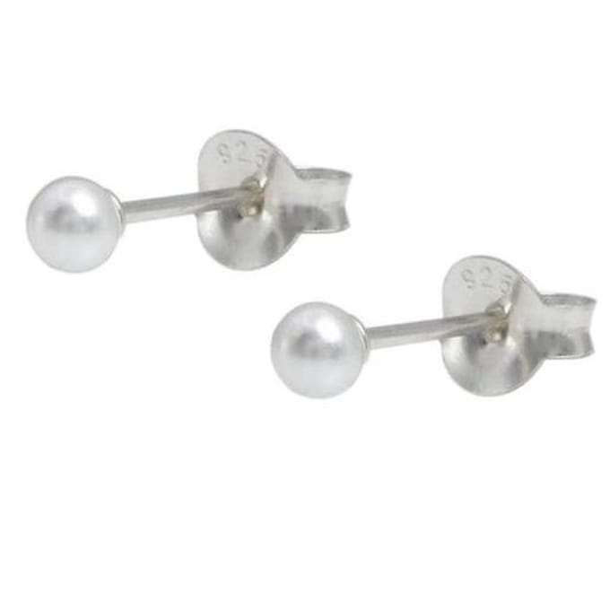 Parel oorbellen - zilver - oorknopjes dames - parel - wit - 3mm