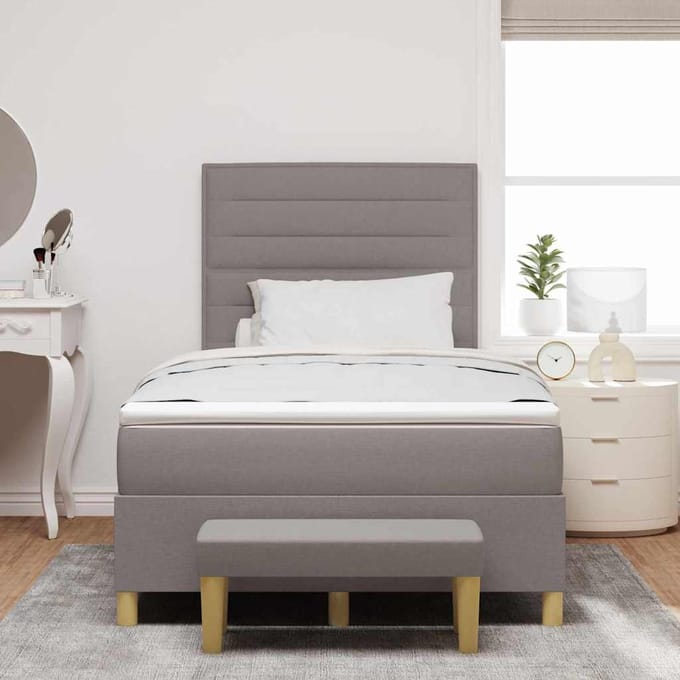 vidaXL - Boxspring - bed - met - hoofdeinde - Taupe - 190 - x - 120 - cm - Stof