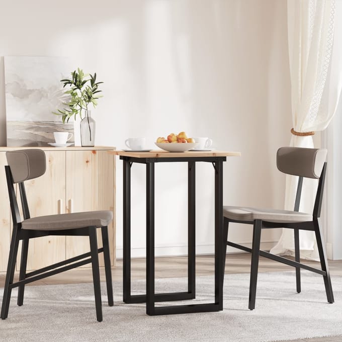 vidaXL - Eettafel - O-frame - 50x50x75 - cm - massief - grenenhout - en - staal