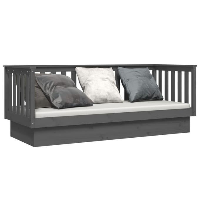 vidaXL - Slaapbank - 75x190 - cm - massief - grenenhout - grijs