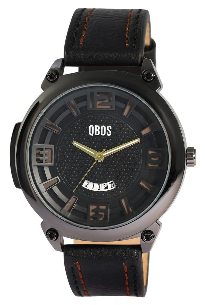 QBOS Herenhorloge kunstleer Datumsweergave