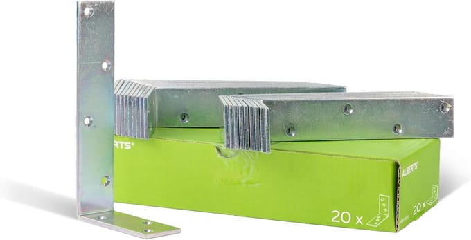 Balkhoek versteviging 100x200x40 mm | Gechromeerd Verzinkt | Set van 20
