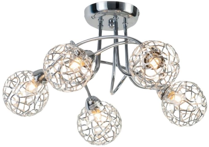 Kosilum - Aphyse - Plafondlamp - Zilver/Chroom - Metaal en aluminium