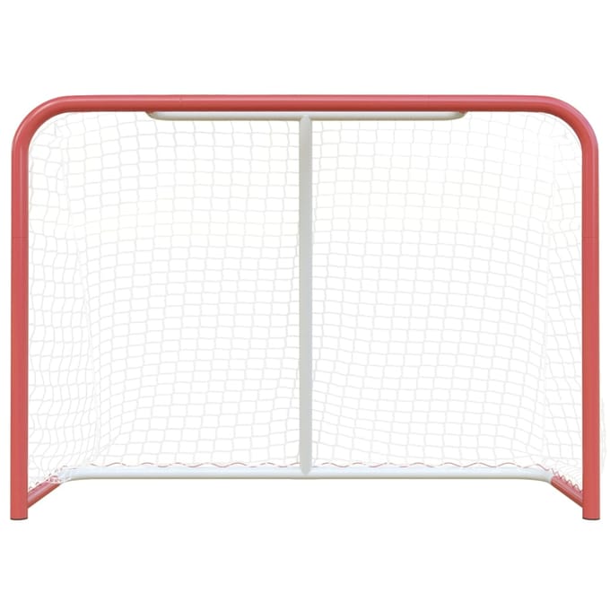 vidaXL - Hockeydoel - met - net - 153x60x118 - cm - staal - en - polyester - rood - en - wit