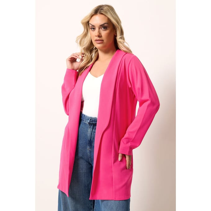 Yours Roze Blazer Van Scuba Met Ronde Kraag Size 42