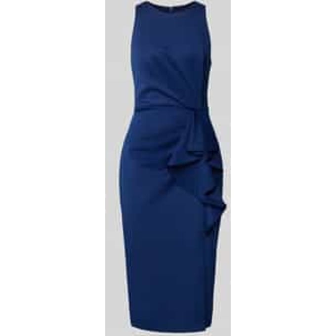 cocktailjurk met ronde hals en volants