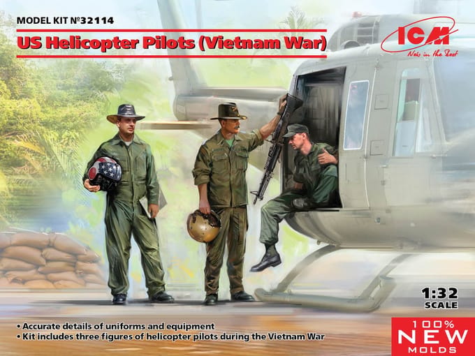 ICM Modelbouwpakket Helikopters - 32114 US Helicopter Pilots (Vietnam War) Plastic - 1:32 - Modelbouw