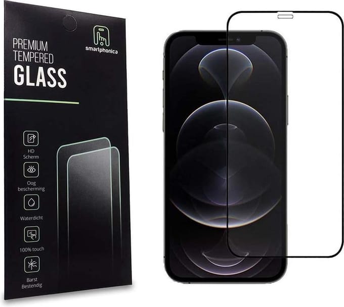 Smartphonica iPhone 12 Pro Max full cover tempered glass screenprotector van gehard glas met afgeronde hoeken geschikt voor iPhone 12 Pro Max